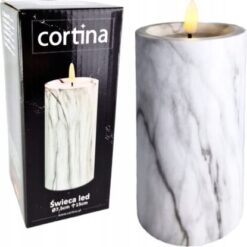 CORT ŚWIECA LED 15CM EFEKT MARMURU GREY 6777