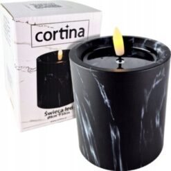CORT ŚWIECA LED 10CM EFEKT MARMURU BLACK 6784