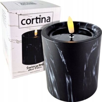 CORT ŚWIECA LED 10CM EFEKT MARMURU BLACK 6784