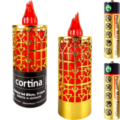 CORT ŚWIECA LED AŻUR15CM Z BAT.GOLD RED 8627
