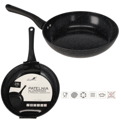 AGD PATELNIA ALUMINIOWA 26CM Z POW CERAMICZNĄ 6412