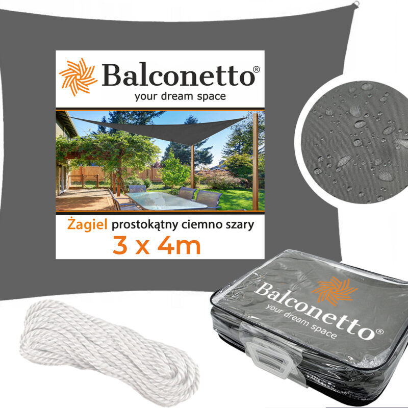 R Żagiel prostokąt Balconetto 3x4M C.SZAY BZSC30R