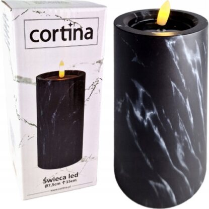 CORT ŚWIECA LED 12,5CM EFEKT MARMURU BLACK 6746